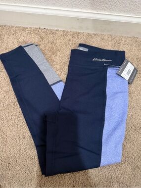 “New” Eddie Bauer Navy, Light Blue and Gray Colorblock Girls' Leggings size16